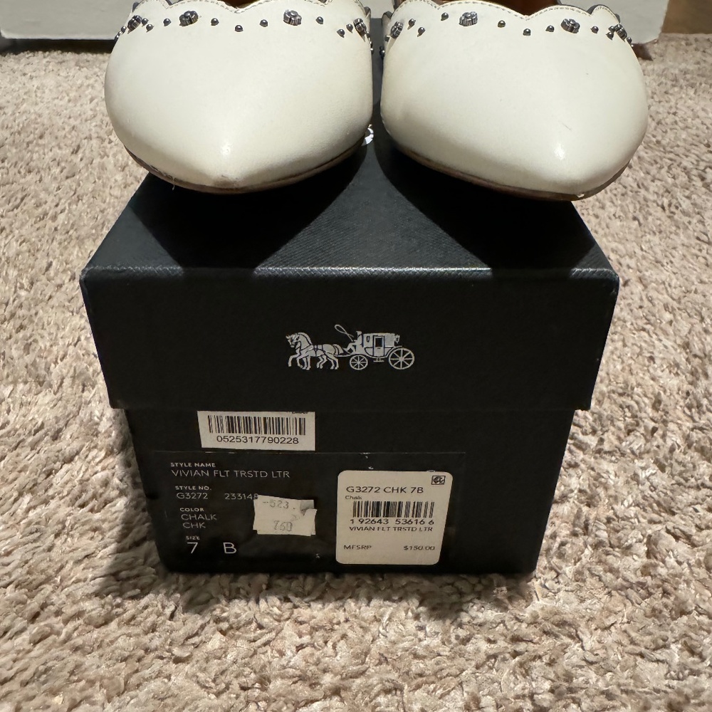 COACH Vivian Floral Studded Leather Flats